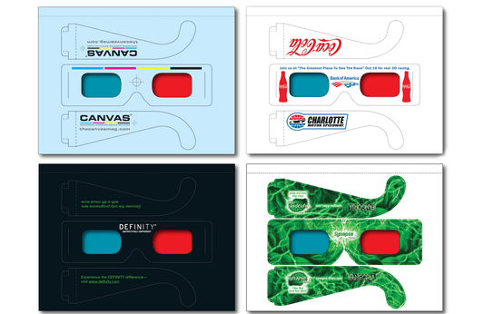 Examples of custom bind-in 3D Glasses by Rainbow Symphony