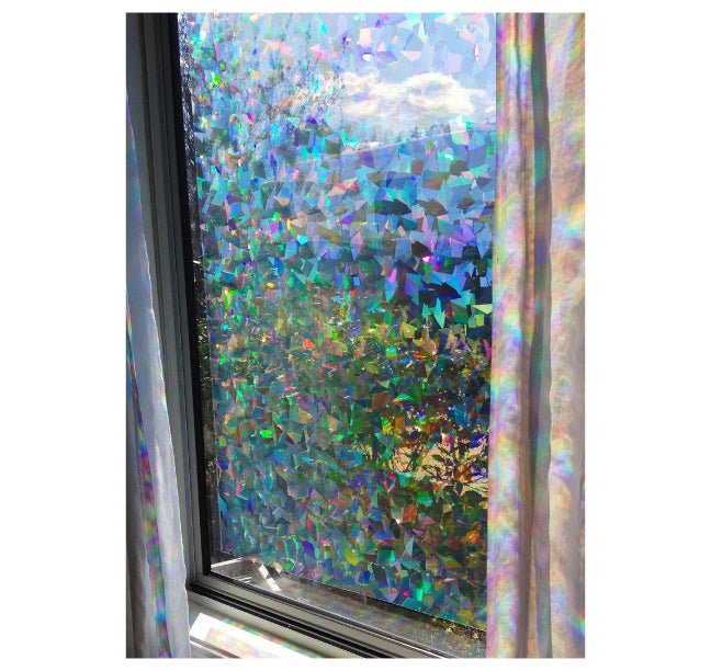 Red Chameleon Window Film Daytime Privacy Reflective Window Tint  Holographic Rainbow Effect Window Film Sun Blocking Blackout Window Film,  29.5'' x