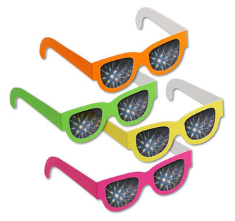 Assorted Neon Wayfarer Style Diffraction Glasses