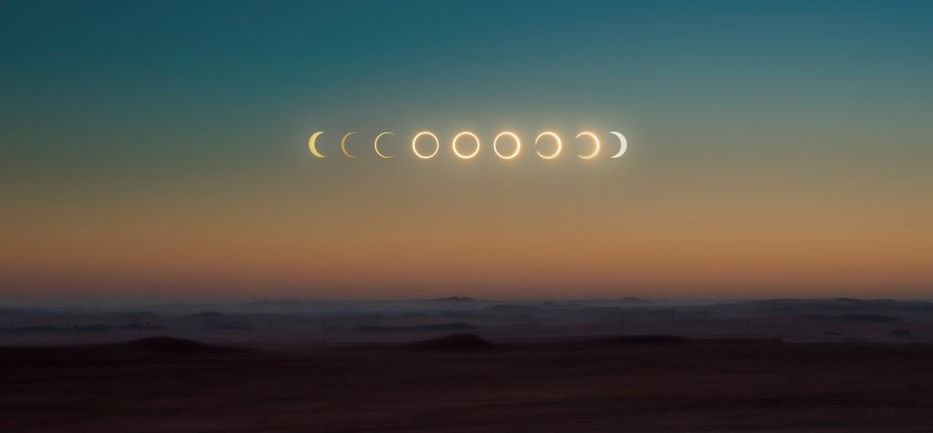 a composite image showing the phases of an eclipse