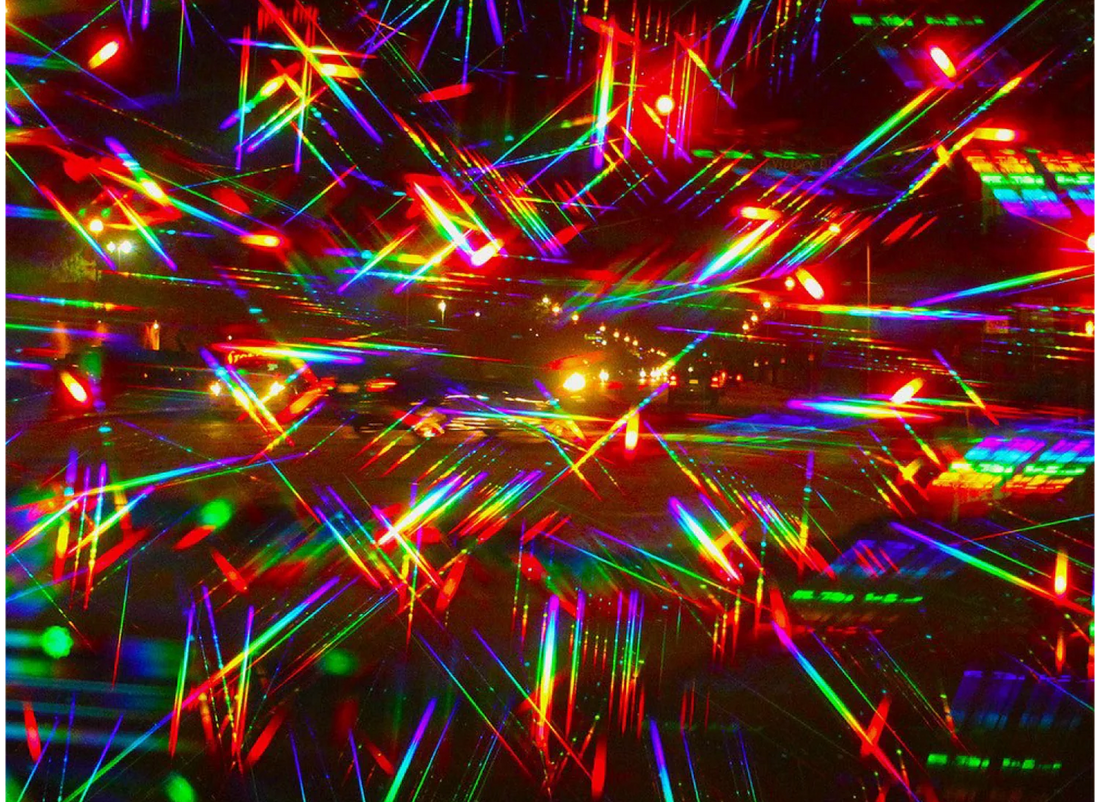 Rainbows produced by Rainbow Symphony diffraction glasses