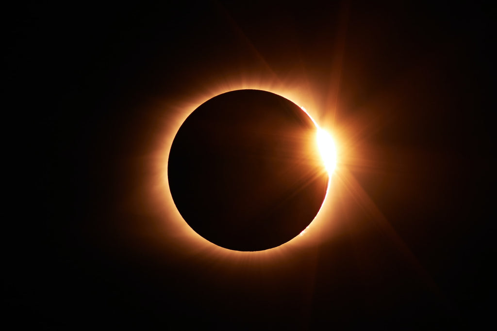 A solar eclipse about to reach the totality phase