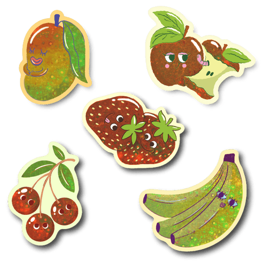 Fruit Friends | Holographic Glitter Stickers