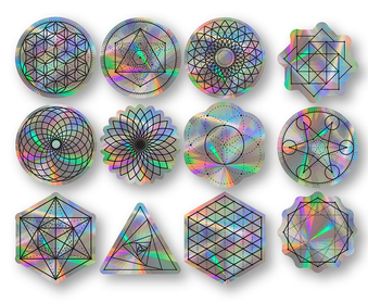 Sacred Geometry Suncatcher Set | Holographic Rainbow Window Decals - Helps to Prevent Bird Strikes