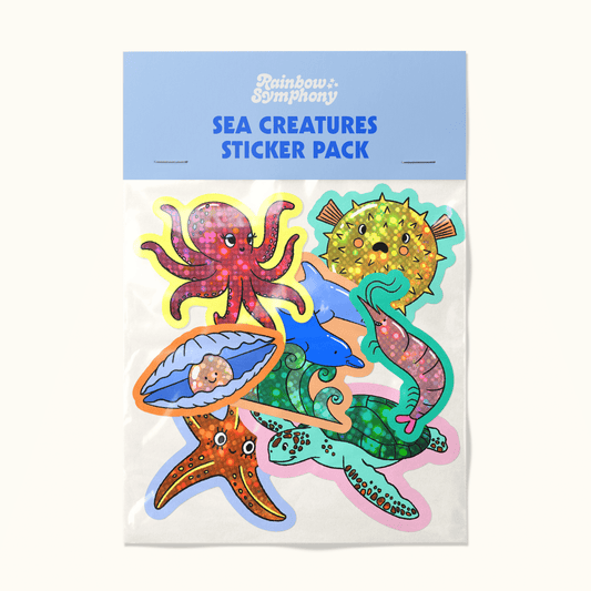 Holographic Sea Creature Sticker Pack | Sparkling Underwater Magic!