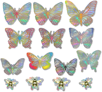 Butterfly Series | Holographic Rainbow Window Decals - Helps to Prevent Bird Strikes