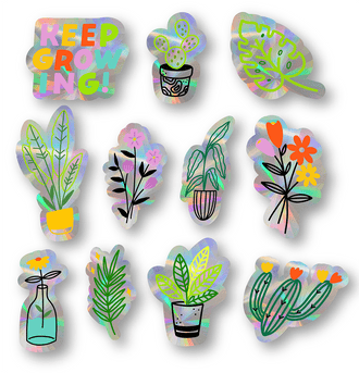 Keep Growing Suncatcher Set | Holographic Rainbow Window Decals -Helps to Prevent Bird Strikes!