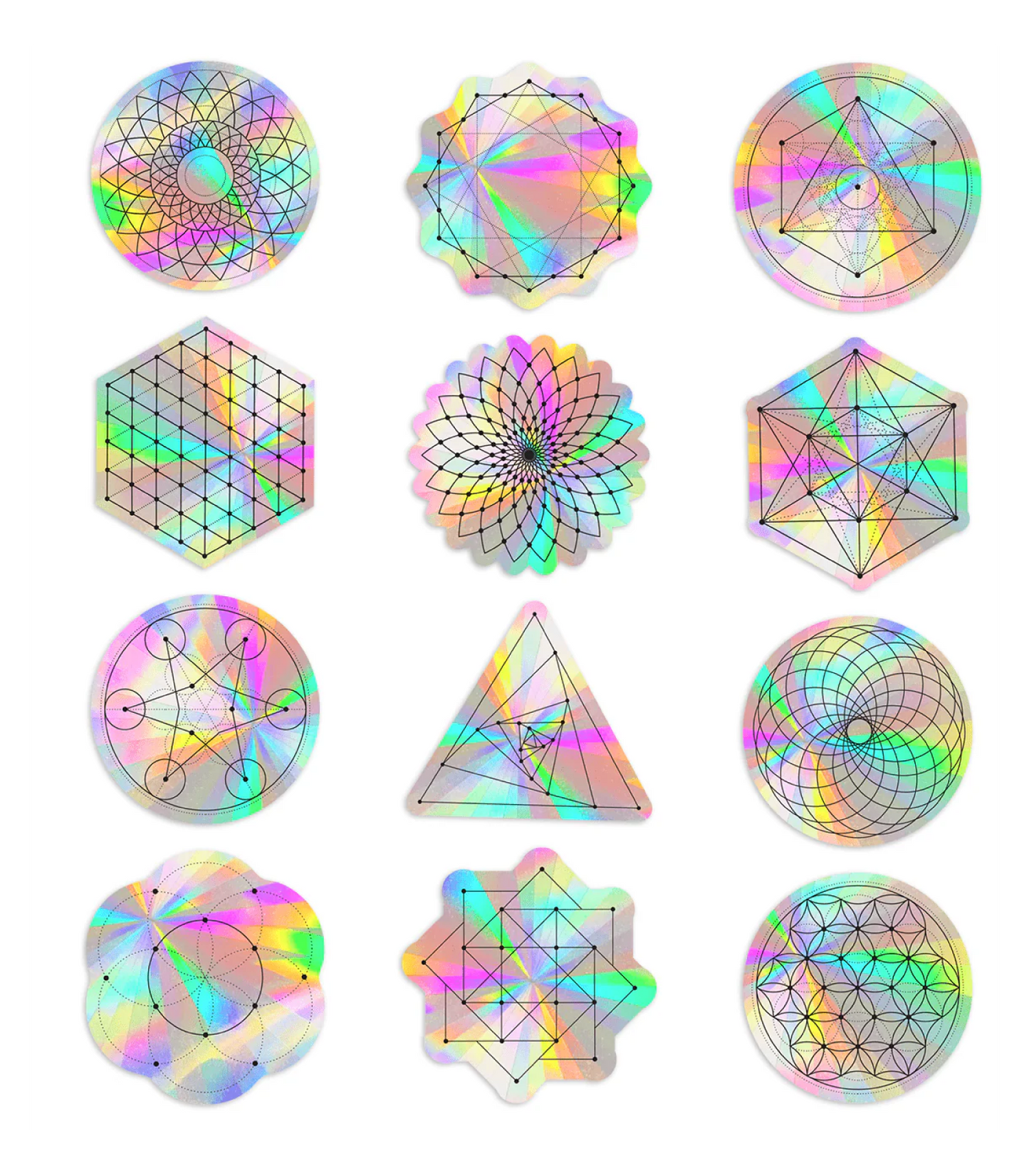Sacred Geometry Suncatcher Set | Rainbow Decals Set
