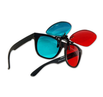 Plastic 3D Glasses with Clip On - red/cyan