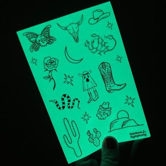 The Rainbow Symphony Desert Glow Sticker Sheet Glowing In The Dark