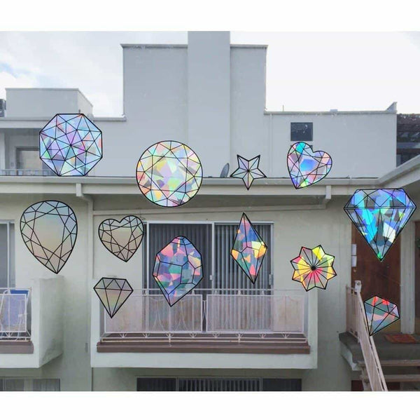 Rainbow Symphony- Rainbow Suncatcher Window Film, Confetti Patterned Window Clings, 24 x 36 Panel, Made in USA